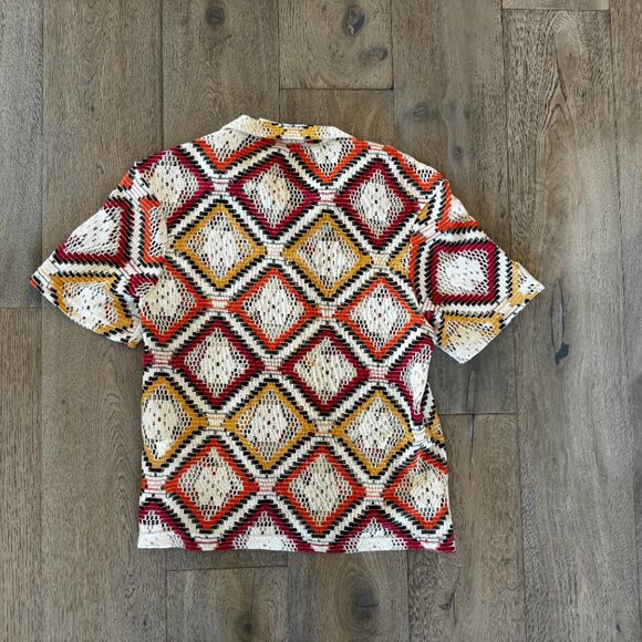 Zara Men's Geometric Crochet Shirt Multicolor L Large NWT *SOLD OUT - Picture 3 of 3